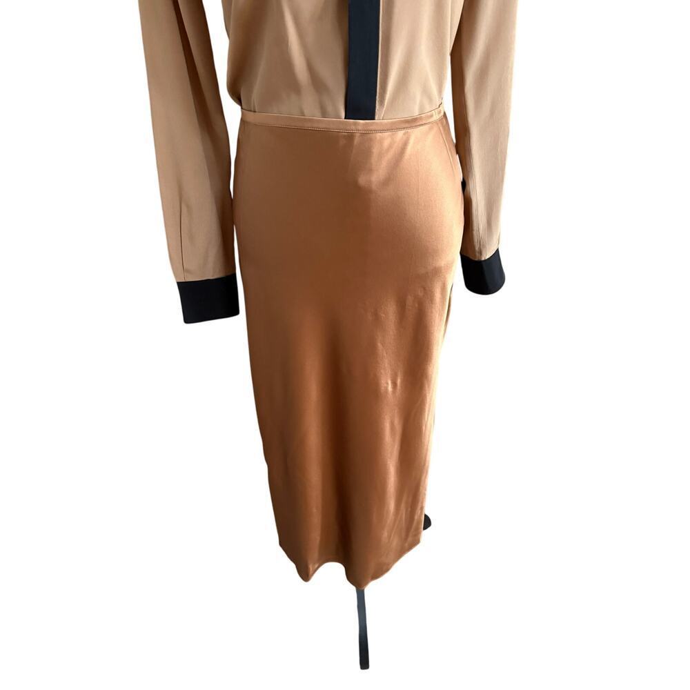 Careste Silk Midi Skirt Brown Sugar Size 4 NWT 100% Silk Nordstrom $318